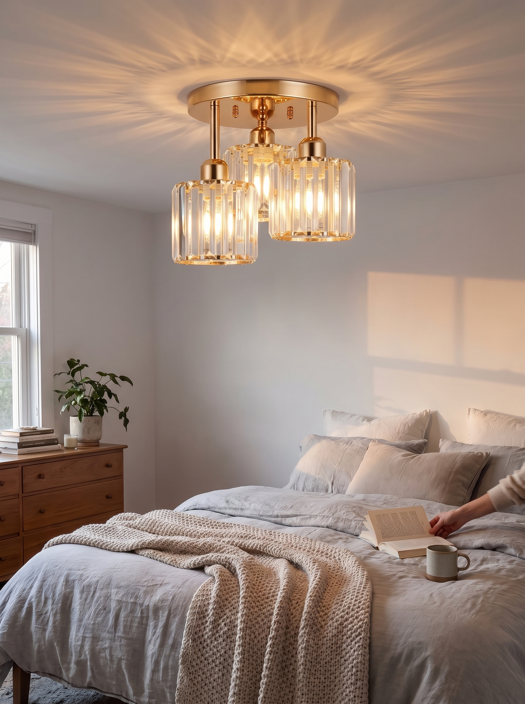 Modern Gold Luxury Crystal Ceiling Light lifestyle 2