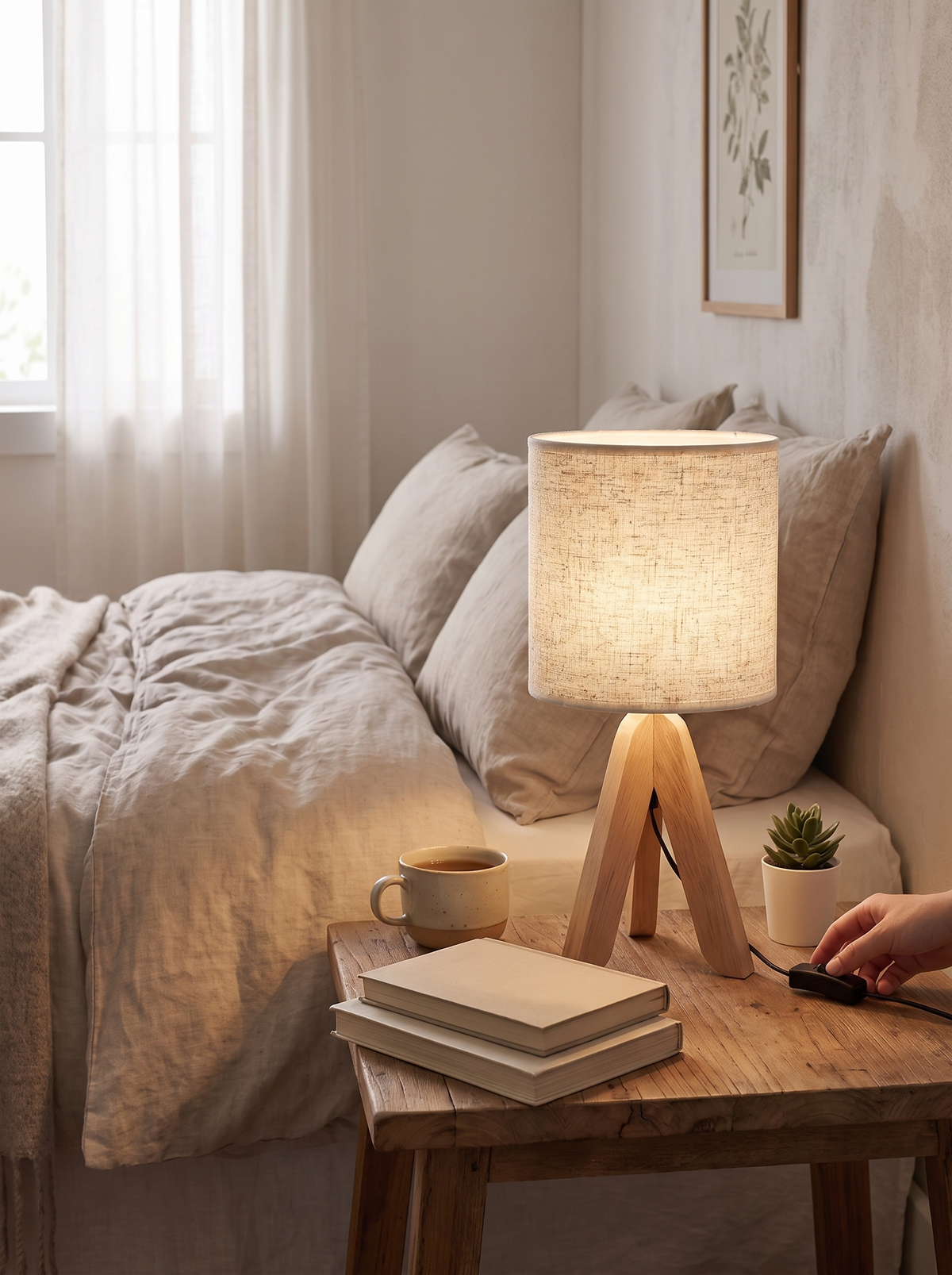 Nordic Wooden Tripod Table Lamp lifestyle 3