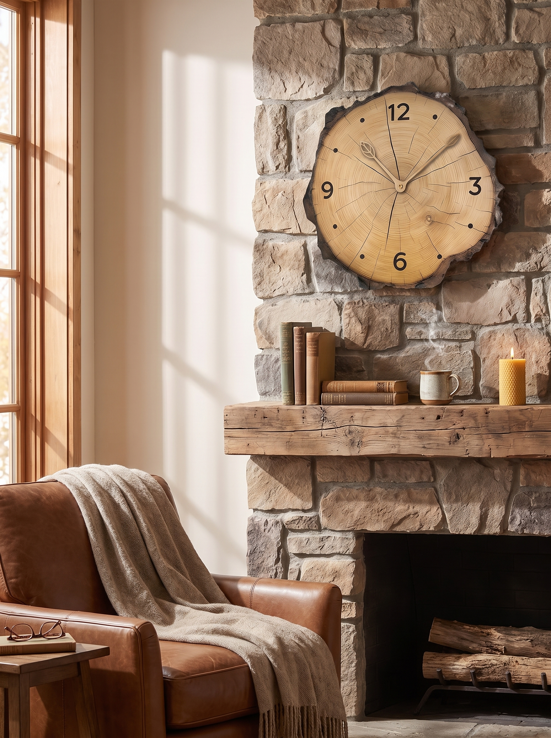 Rustic Wood Slice Wall Clock lifestyle 2