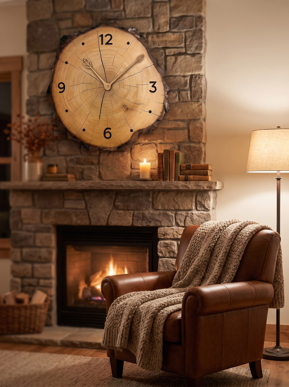 Rustic Wood Slice Wall Clock lifestyle 3